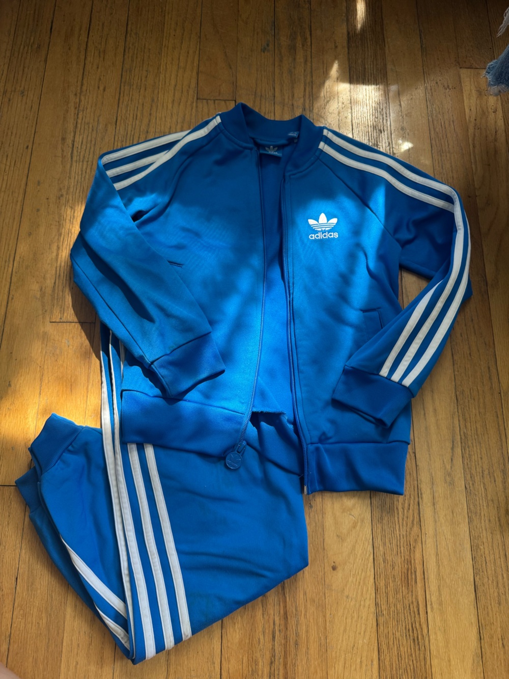 Boys size 7 adidas Royal Blue Track Jacket with White Stripes